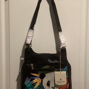 NWT Anuschka Hand-Painted Leather Bag “Panda”